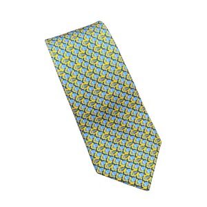 Roundtree & Yorke‎ Trademark yellow and blue 100% silk fish and fishbone tie